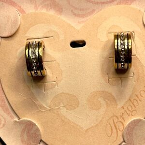 Brighton Gold Tone & Rhinestone Earrings w/back